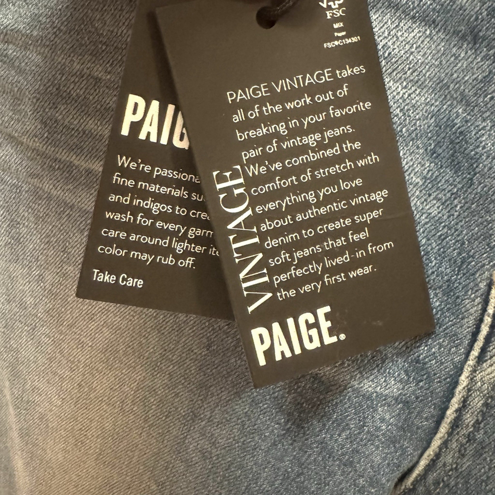 NWT Paige Cindy High Rise Straight Jeans Size:26 Distressed Raw Hem Cropped - Picture 12 of 16